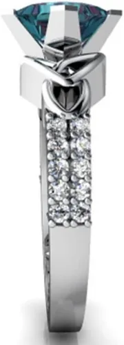 Vista 4 de Awmnjtmgpw - Anillo de compromiso de boda para mujer, plata de ley 925, corte celta, topacio arcoíris, circonita cúbica, topacio azul, talla 6-10