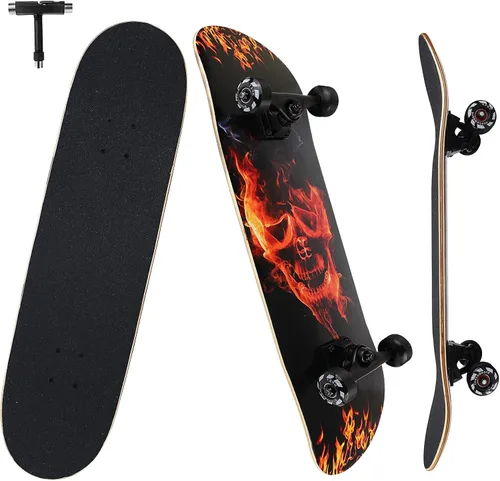 Vista 2 de NPET Pro - Patineta (Skateboard) completa de 31 pulgadas y 7 capas de arce canadiense. Patineta cóncava