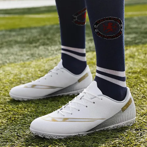 Vista 7 de Zapatos de fútbol para hombre, bajos y con cordones, antideslizantes, para interiores, fútbol sala de fútbol americano, TF, tacos de césped