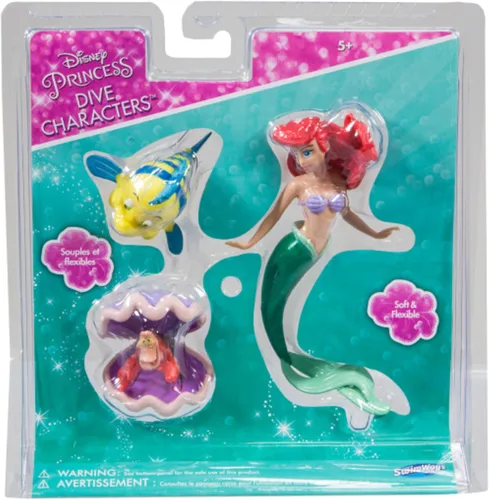 Vista 5 de SwimWays Sirenita Disney Personajes de Buceo para Niños Juguetes de Piscina - Princesa Ariel, Flounder y Sebastian, Juguetes de Baño y Suministros