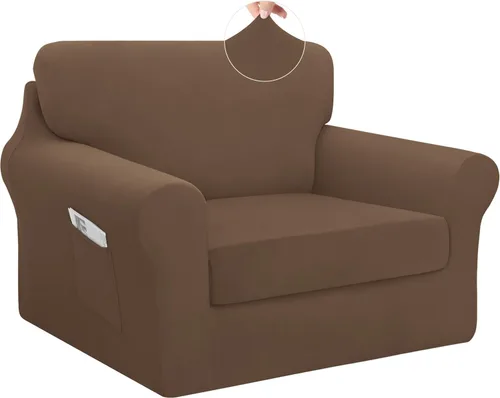 Vista 23 de Easy-Going - Funda elástica para sofá (7 piezas), tamaño XL, color negro Juego de funda de sofá lavable para 3 cojines de respaldo y asiento