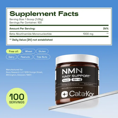 Vista 8 de Cata-Kor NMN Supplement Powder 1000 mg - Pure NMN Powder 100 Servings 105g