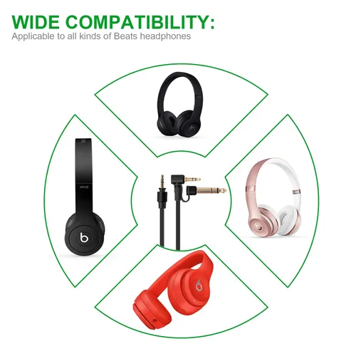 Vista 7 de Saipomor Cable de audio de repuesto macho a macho de 0.138 pulgadas, cable de extensión compatible con Beats by Dr Dre Headphones Solo3 Solo2 Solo4