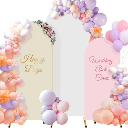 Vista 7 de Buryeah Juego de 3 fundas elásticas para arco de boda de 6 pies, 5 pies, 4 pies, de elastano, ajustadas, de 2 caras, elásticas para decoración