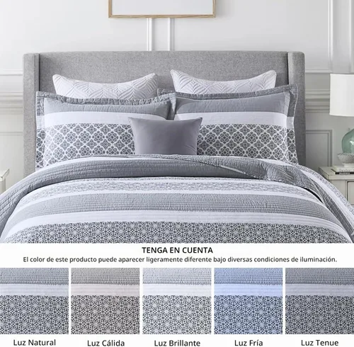 Vista 7 de Colchas Tamaño Queen - Juegos de Colcha y Cubrecama Queen, Juego de Ropa de Cama Acolchada 100% Algodón para Cama Queen, 3 Piezas Edredón Ligero