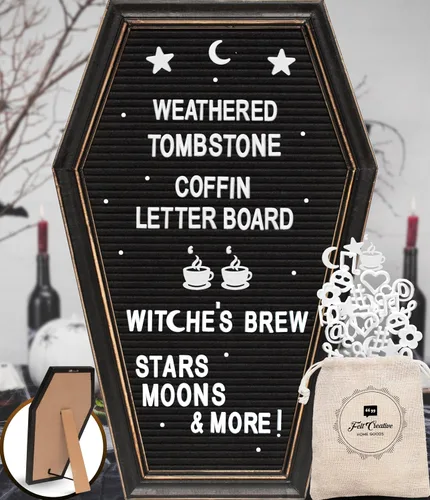 Vista 10 de Letrero de tablero de letras de ataúd [combo grande y mini] – Decoración de bruja, decoración gótica para el hogar, tablero de palabras con letras