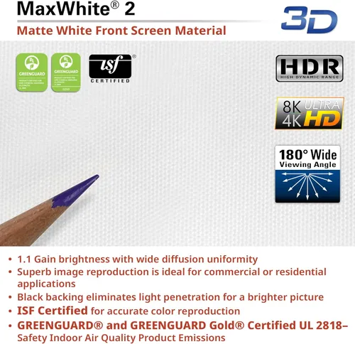 Vista 5 de Pantalla retráctil para proyector, de la marca Elite Screens, 120 pulgadas, diagonal 4:3 Blanco