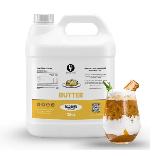 Vista 14 de Dolce Flav Extracto de mantequilla – 2 onzas soluble en agua, Kosher, sin azúcar, sabor concentrado de mantequilla de imitación para hornear