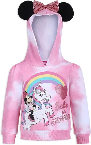 Vista 2 de Disney Minnie Mouse Girls - Conjunto de sudadera con capucha y pantalones deportivos para niños pequeños y niños pequeños, color rosa