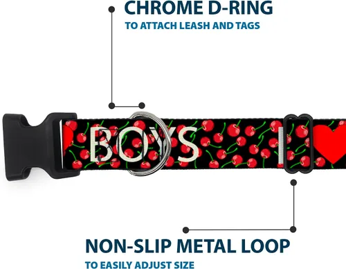 Vista 5 de BUCKLE-DOWN 9 – 15" I corazón Boys negro/cerezas collar de Clip de plástico