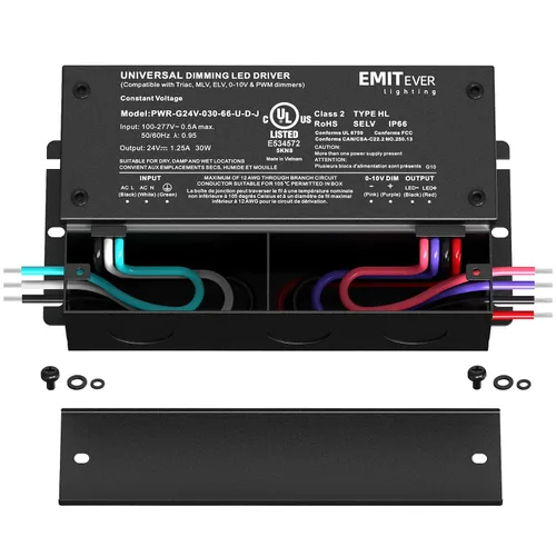 Vista 2 de EMITEVER Controlador LED regulable de 30 W, fuente de alimentación regulable Triac de 24 V, transformador de CA a CC para luz LED, compatible
