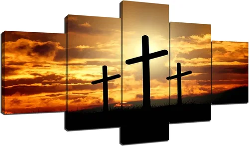 Vista 16 de Lienzo impreso con texto en inglés «The Cross of Jesucristo» (La cruz de Jesucristo), cuadro cristiano religioso, arte de pared, pintura
