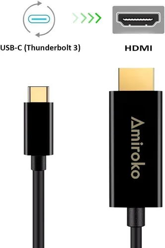 Vista 3 de Cable USB C a HDMI de 6 pies, USB 3.1 tipo C (compatible con Thunderbolt 3) a HDMI 4K cable para MacBook Pro 2016, MacBook de 12 pulgadas