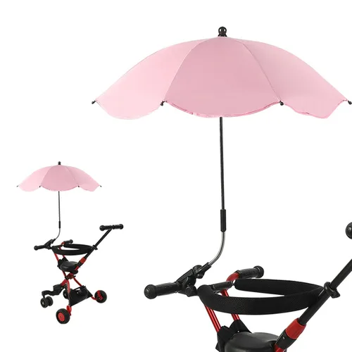 Vista 14 de Sombrilla para cochecito de bebé, paraguas universal de 14 pulgadas con abrazadera, parasol ajustable de 360 grados, paraguas para carrito