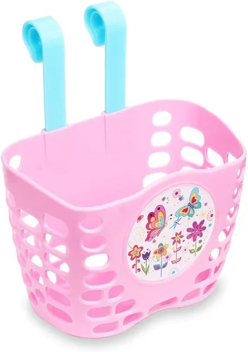 Vista 2 de Kid's Bike Basket Accessories Set, MINI-FACTORY Cute Pattern Bicycle Front Handlebar Basket Bell, Streamer for Kid Bike