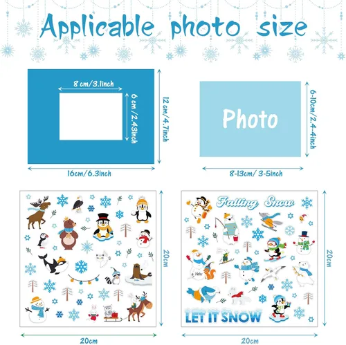 Vista 2 de Capoda Paquete de 24 kits de manualidades de imágenes de invierno, marcos de fotos de papel de nieve para niños, marcos de fotos de nieve