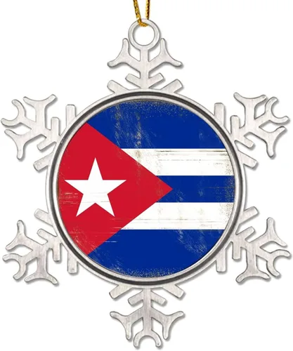 Vista 8 de Adorno de metal de copo de nieve de Canadá, recuerdo de Navidad, regalo de recuerdo patriótico, adorno colgante de Navidad, bandera nacional