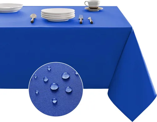Vista 11 de Veblandy Mantel rectangular impermeable, a prueba de derrames y sin arrugas, de tela lavable, para decoración de mesa de cocina y comedor, funda