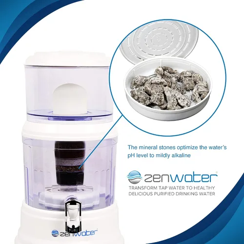 Vista 3 de Zen Water - Maifan Mineral Stones Reemplazo exclusivo para sistema de filtro de agua Zen, sistema portátil de purificación de agua esencial