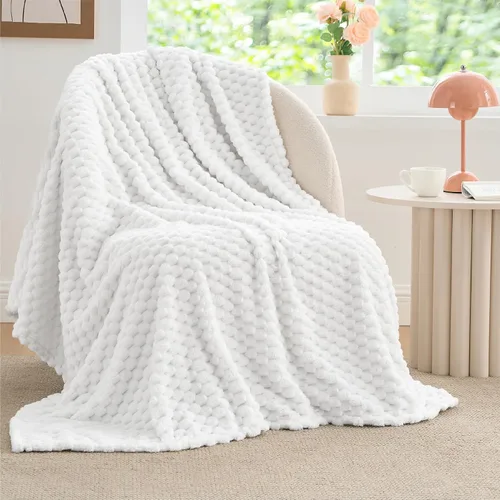 Vista 180 de BEDELITE Manta de forro polar para sofá y cama, manta decorativa de jacquard 3D de almendra, súper suave y acogedora, manta mullida cálida adecuada