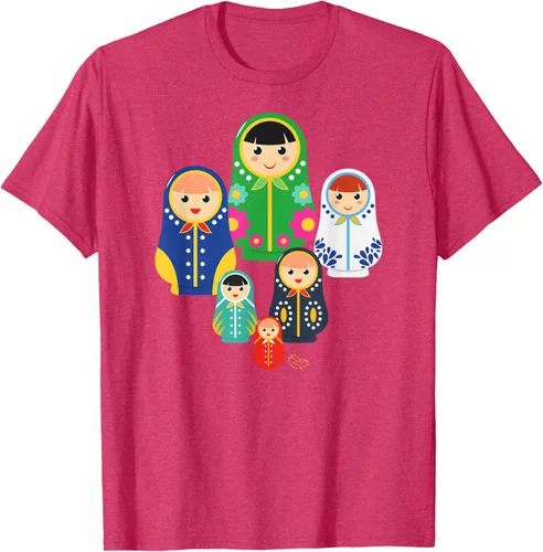 Vista 24 de Matryoshka Russian Nesting Dolls, Rusia - Camiseta de regalo, Azul / Patchwork, S