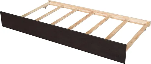 Vista 6 de Polibi Cama de plataforma de tamaño matrimonial con nido individual y estantería, cama de plataforma de almacenamiento de madera con cabecera