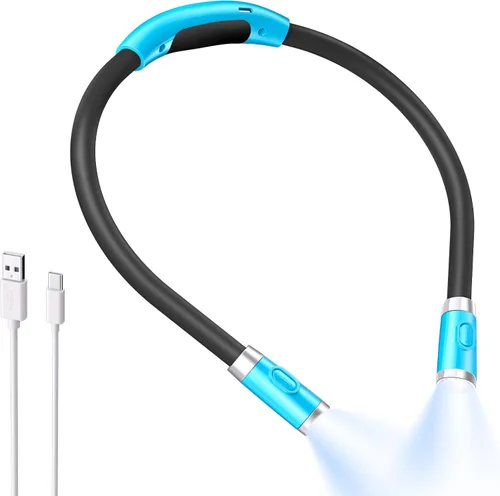 Vista 10 de LUXJET Luz de lectura de cuello y luz de libro para leer en la cama, manos libres, 3 colores y 6 niveles de brillo, brazos flexibles de 360° Rosa
