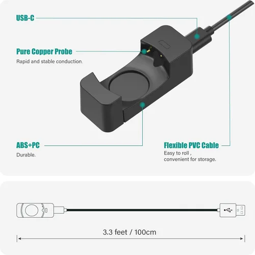 Vista 4 de TUSITA Cable cargador compatible con Withings Scanwatch 2 Scanwatch Light Smart Watch - 1M