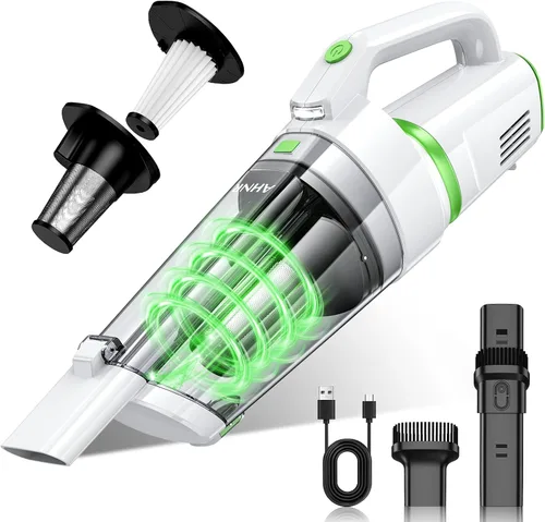 Vista 10 de AHNR Aspiradora de mano inalámbrica, 16000 PA potente succión de mano inalámbrica recargable con luz LED y 2 filtros HEPA, aspiradora portátil