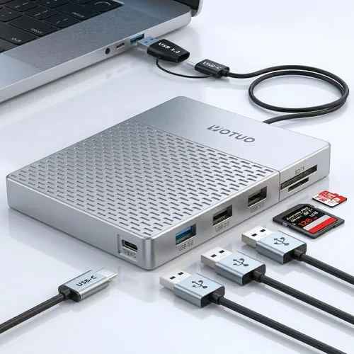 Vista 8 de YOTUO Disco Duro Externo de 1TB, Hub Multipuerto USB C HDD 7 en 1, USB 3.0, Lector de Tarjetas SD/TF, Estación de Acoplamiento, Disco Duro