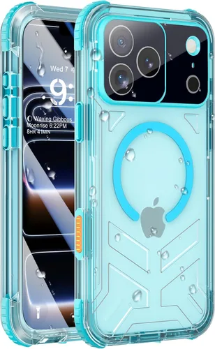 Vista 43 de Funda impermeable para iPhone 15 con Magsafe, protector de pantalla, cordón, IP68 militar de cuerpo completo a prueba de golpes, para deportes