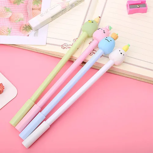 Vista 3 de KRIZJUES 12 unidades de bolígrafos de tinta de gel Kawaii bonitos, adecuados para escribir, regalos para niños y maestros, recarga negra de 0.5mm