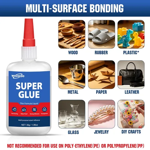 Vista 4 de Super Glue Liquid 30g, Fast Bonding Instant All Purpose Crazy Glue