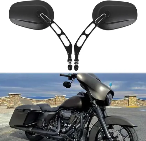 Vista 10 de Espejos retrovisores laterales negros para motocicleta Harley Davidson Road King Road Glide
