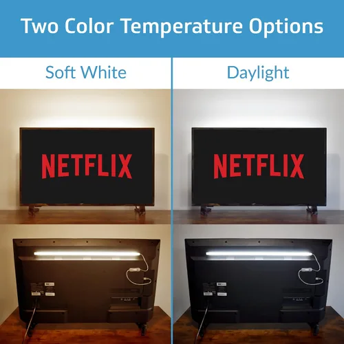 Vista 5 de TrueColor - Barra de luz LED alimentada por USB con cubierta esmerilada para debajo del gabinete, debajo del monitor, retroiluminación de TV, fácil