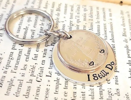Vista 5 de Tucker's Trinkets And Treasures 25th Anniversary Year Quarter, I Still Do Key Chain, 25th Wedding Anniversary