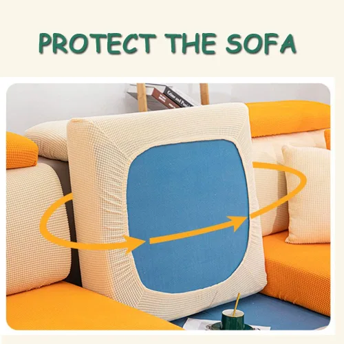 Vista 3 de Fundas de cojín de sofá impermeables para sofá, fundas de asiento de sofá de jacquard elástico, protector de muebles para mascotas y niños Azul