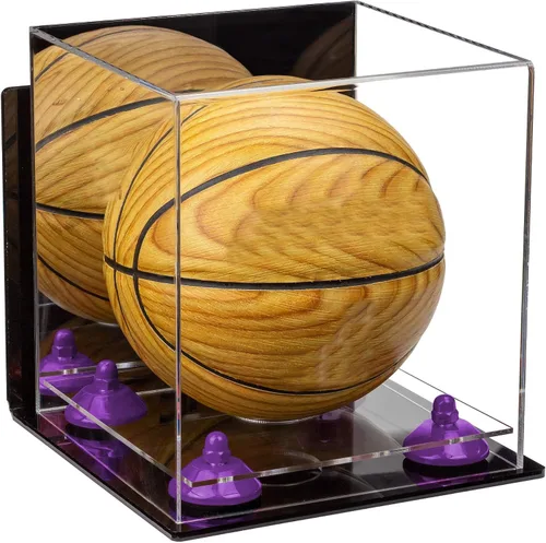 Vista 106 de Better Display Cases Mini acrílico - Miniatura (no tamaño completo) Baloncesto vitrina con elevadores negros y espejo (A015-BR)