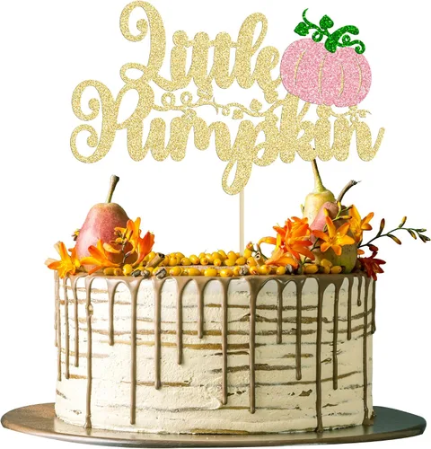 Vista 24 de 24 adornos para cupcakes de calabaza para niños o niñas con purpurina para revelación de género, decoración para cupcakes de calabaza, pies