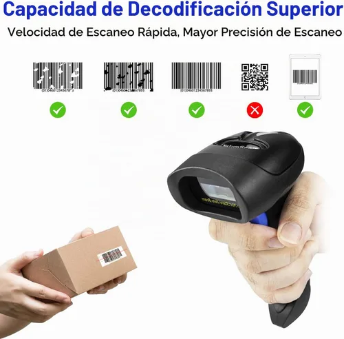 Vista 2 de NetumScan Escáner de código de barras inalámbrico 1D con soporte