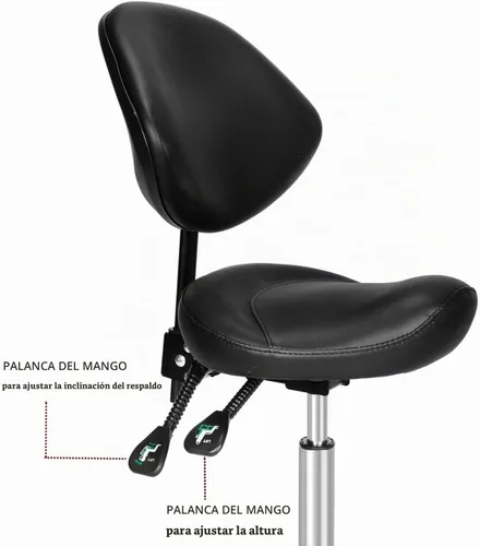 Vista 7 de Kaleurrier Taburete con soporte de espalda: silla de montar con ruedas