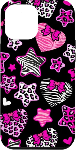 Vista 26 de Funda Bimbo Y2K para iPhone 16 McBling Estética Corazón Estrella Leopardo Zebra Rosa Y2K