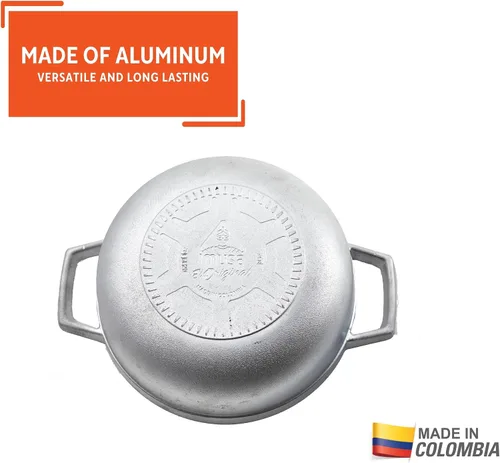 Vista 3 de IMUSA Caldero - Olla con tapa de aluminio de 2 cuartos de galón, aluminio fundido, perfecta para servir grupos pequeños, asas remachadas, fabricada