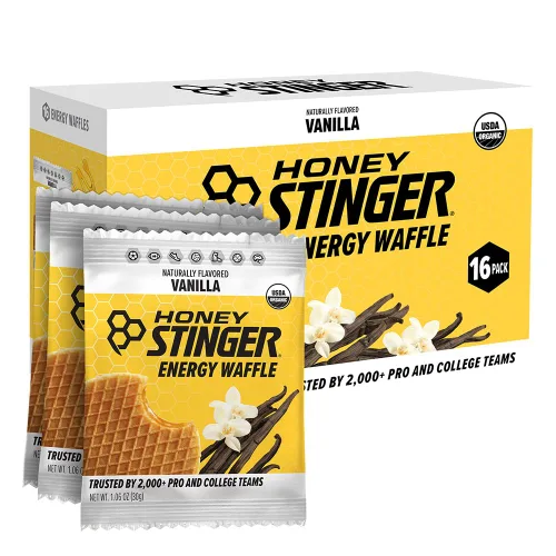 Vista 10 de Honey Stinger Gofle de arce de mantequilla de almendra orgánica, estroopwafel energético para ejercicio, resistencia y rendimiento, nutrición