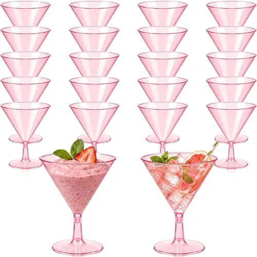 Vista 10 de Yinkin 12 Piezas Vasos de Martini de Plástico de 2 oz Desechables Transparentes para Cóctel Postre Parfait Vasos Irrompibles Mini Copas de Martini