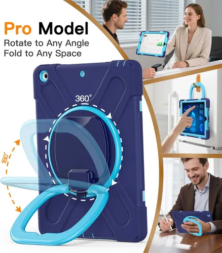 Vista 2 de BATYUE Funda para iPad de 9ª/8ª/7ª generación (funda resistente para iPad de 10.2 pulgadas 2021/2020/2019) con protector de pantalla, soporte