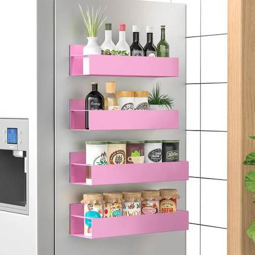 Vista 20 de HuggieGems Paquete de 6 organizadores magnéticos de almacenamiento de especias para refrigerador y horno, organizadores negros para nevera