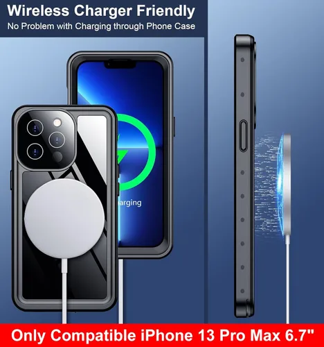 Vista 7 de SPIDERCASE Solo diseñada para el iPhone 13 Pro Max, funda impermeable, lente incorporada y protector de pantalla, protección completa de alta