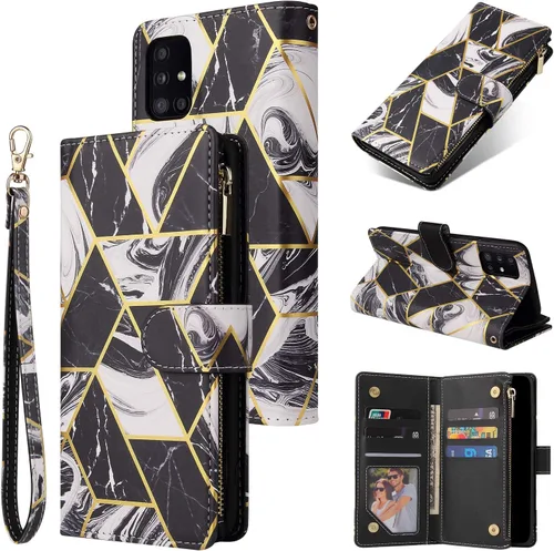 Vista 9 de UEEBAI Funda tipo cartera para iPhone 12 Mini, piel sintética, cierre magnético, correa de mano, múltiples ranuras para tarjetas, soporte de Marrón