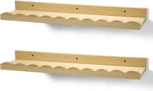 Vista 8 de Suzile Juego de 2 estantes ondulados flotantes de pared para habitación, baño, dormitorio, decoración bonita y almacenamiento de libros, juguetes